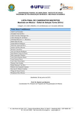 lista final de candidatos inscritos - Instituto de Artes