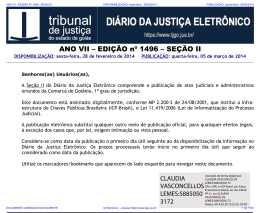 TJ-GO DIÁRIO DA JUSTIÇA ELETRÔNICO - EDIÇÃO 1496