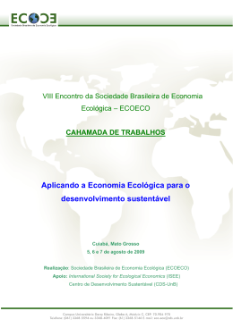 VIII Encontro da Sociedade Brasileira de Economia Ecolgica