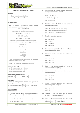 Prof. Rivelino – Matemática Básica 1 http://www.euvoupassar.com