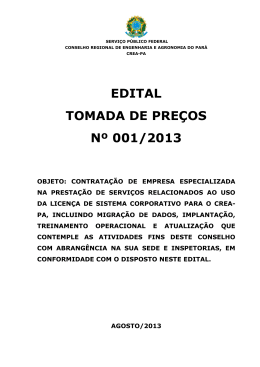 EDITAL TOMADA DE PREÇOS Nº 001/2013 - CREA-PA