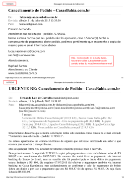 Cancelamento de Pedido CasasBahia.com.br URGENTE RE