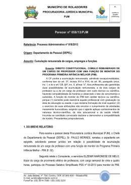 Parecer nº 058/13/PJM - Procuradoria Jurídica Municipal de Rolador