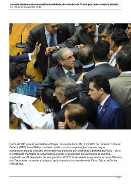Juristas alertam sobre inconstitucionalidade de manobra de Cunha