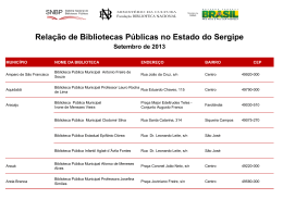 Relação de Bibliotecas Públicas no Estado do Sergipe