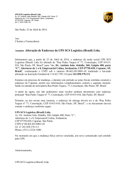 Assunto: Alteração de Endereço da UPS SCS Logística (Brasil) Ltda.