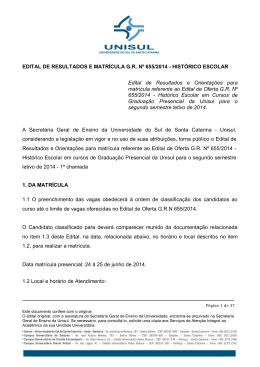 EDITAL DE RESULTADOS E MATRÍCULA GR Nº 655/2014