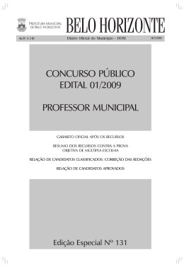 CONCURSO PÚBLICO EDITAL 01/2009 PROFESSOR MUNICIPAL