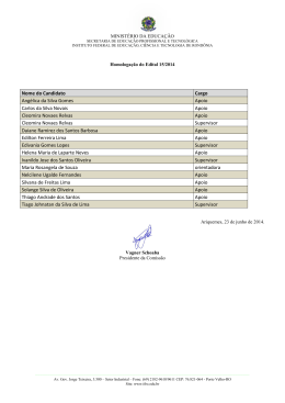 edital nº 15/2014 – equipe pronatec – ur jaru – homologação