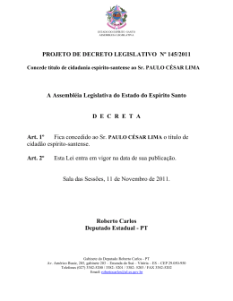 PROJETO DE DECRETO LEGISLATIVO Nº 145/2011 A Assembléia