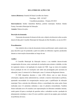 Relatório de Ações CME - Prefeitura Municipal de São Desidério