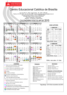 Calendário Escolar 2015 - Centro Educacional Católica de Brasília