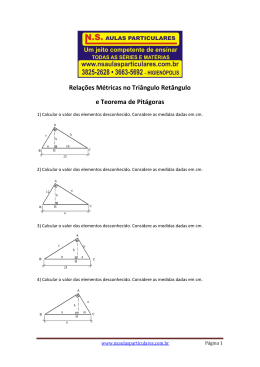 Relações Métricas no Triângulo Retângulo e Teorema de Pitágoras