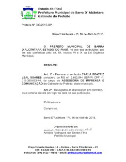 Estado do Piauí Prefeitura Municipal de Barra D`Alcântara Gabinete