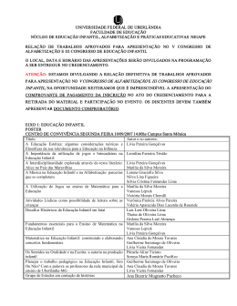 Lista dos trabalhos aprovados - Universidade Federal de Uberlândia
