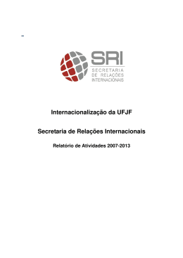 Internacionalização da UFJF Secretaria de Relações Internacionais