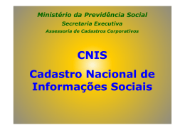 CNIS Cadastro Nacional de Informações Sociais Cadastro Nacional