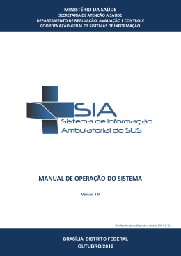 Manual Operacional SIA v1 - Secretaria de Estado de Saúde do