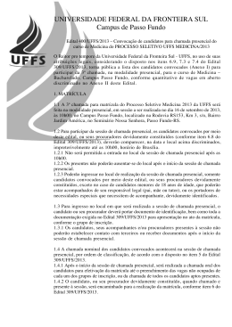 3ª chamada UFFS Medicina 2013/2
