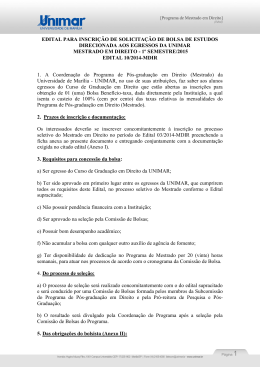 Edital Bolsa de Estudos Egresso 1º semestre 2015