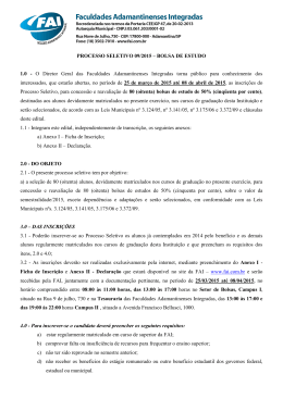Processo Seletivo para Bolsas de Estudo - Edital 09/2015