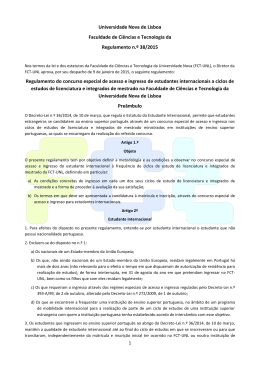 Regulamento da FCT-UNL - Faculdade de Ciências e Tecnologia