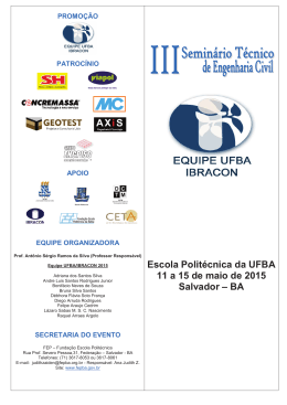 Escola Politécnica da UFBA 11 a 15 de maio de 2015