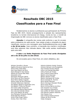 Resultado OBC 2015 Classificados para a Fase Final