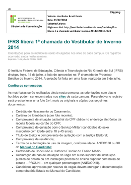 IFRS libera 1ª chamada do Vestibular de Inverno 2014