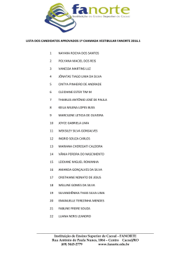 Lista de Classificação dos aprovados no vestibular 2016-1