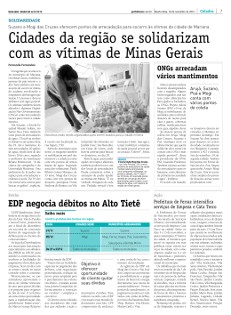 Cidades da região se solidarizam com as vítimas de Minas Gerais