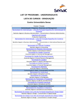 LIST OF PROGRAMS – UNDERGRADUATE LISTA DE CURSOS