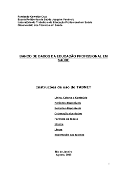 Instrutivo TABNET - Escola Politécnica de Saúde Joaquim Venâncio