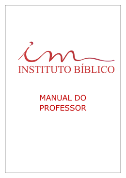 MANUAL DO PROFESSOR - Instituto Bíblico