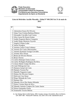 Lista de Deferidos Auxílio Moradia - Edital Nº 001/2013 de