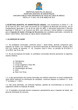 Edital nº 17/2013, convocação dos classificados