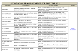 list of scholarship awardee for the year 2011