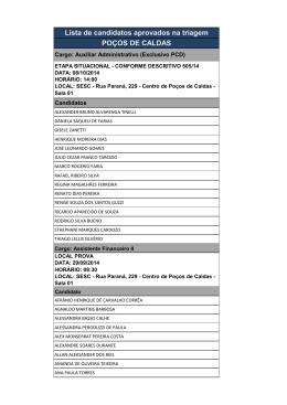 Lista de candidatos aprovados na triagem POÇOS DE CALDAS