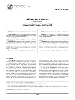 Aditivos em alimentos - ASBAI - Associação Brasileira de Alergia e