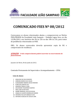 COMUNICADO FIES Nº 08/2012