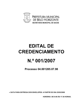 Edital - Prefeitura Municipal de Belo Horizonte