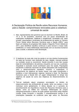 A Declaração Política de Recife sobre Recursos Humanos para a
