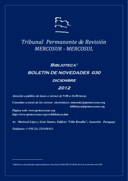 Boletín de Novedades 30 - Dic/2012