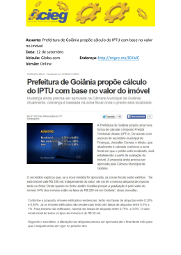 Prefeitura de Goiânia propõe cálculo do IPTU com base no