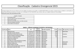 Classificação - Cadastro Emergencial 2015