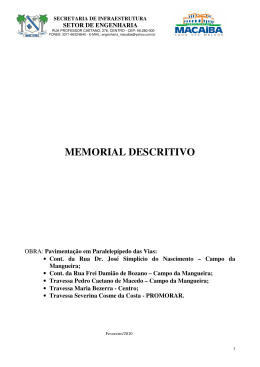 MEMORIAL DESCRITIVO - Prefeitura de Macaíba