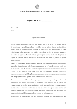 PRESIDÊNCIA DO CONSELHO DE MINISTROS Proposta de Lei n.º