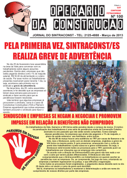 Jornal Operário - Mês Março de 2013, Ed. 100 - Sintraconst-ES