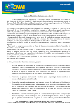 Carta dos Municípios Brasileiros para a Rio+20 Os Municípios