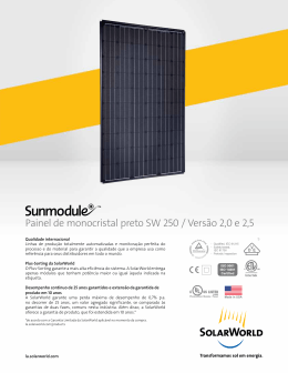 Especificações do Sunmodule Plus 250 watt mono black